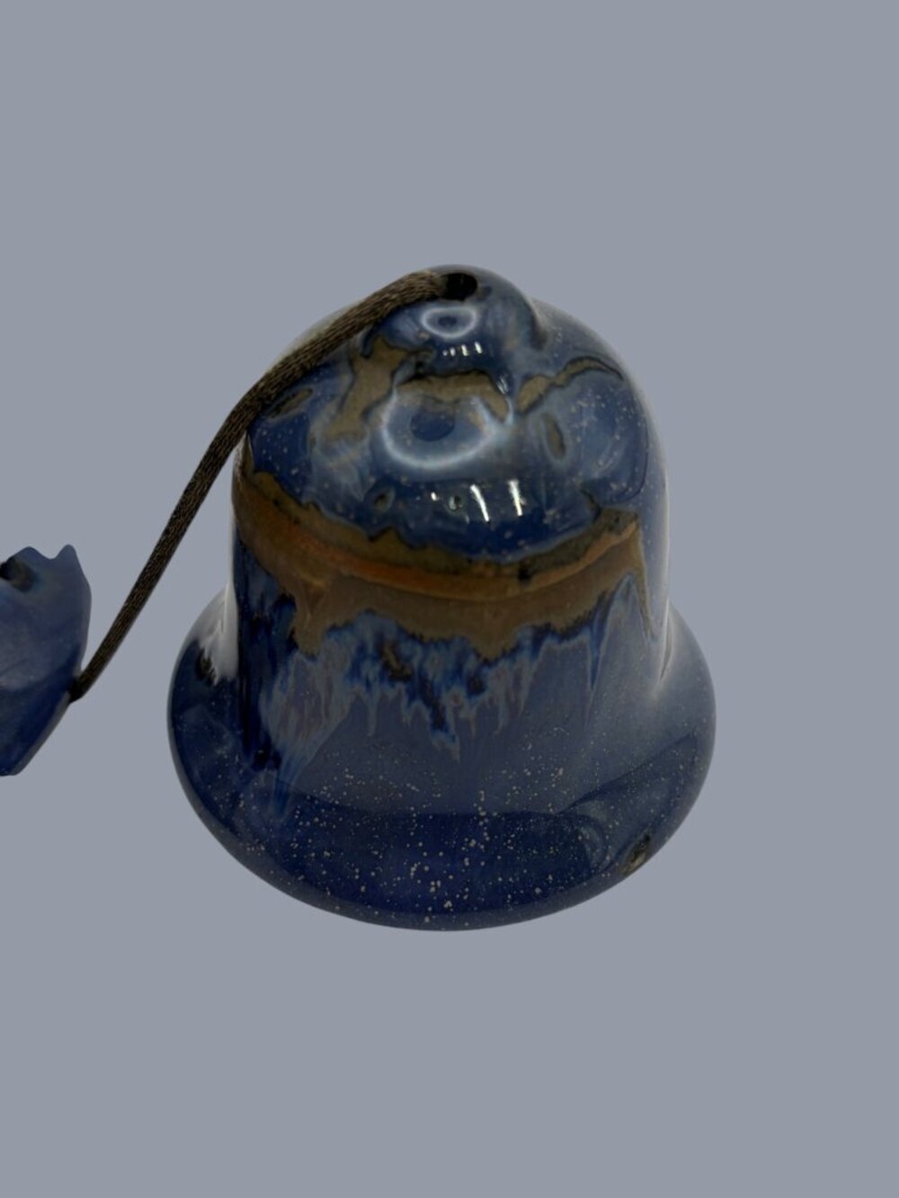 Handmade Raku Pottery Wind Chime | Blue & Brown Glazed Ceramic Bells - Picture 6 of 10